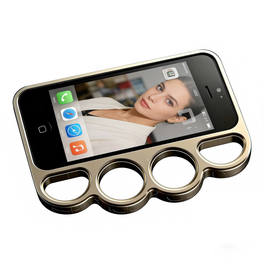 Creative Finger Holder Metal Ring Phone Case with Knuckle-Duster Design, Shockproof
