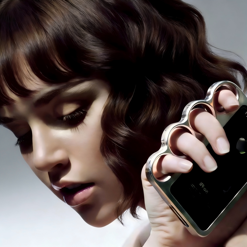 Creative Finger Holder Metal Ring Phone Case with Knuckle-Duster Design, Shockproof