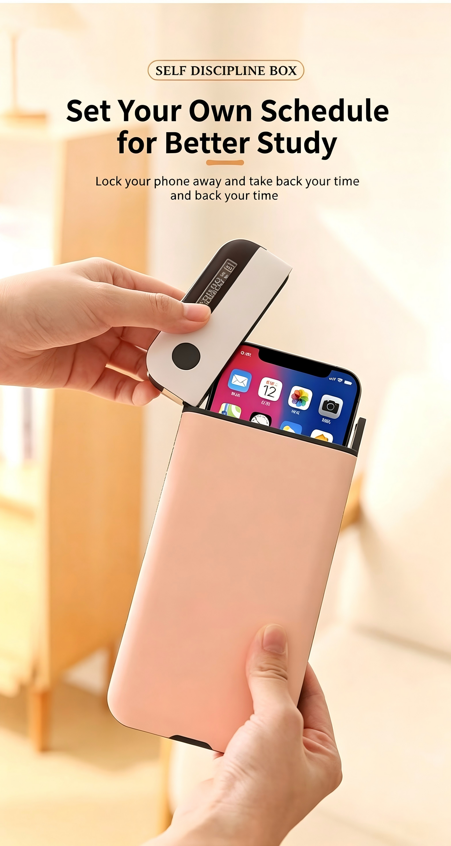 Timed Lock Box, Portable Phone Locker, Phone Self-Discipline Box