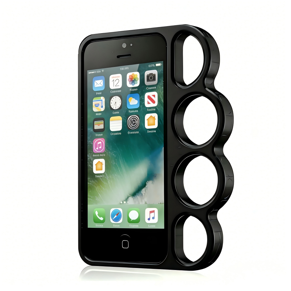 Creative Finger Holder Metal Ring Phone Case with Knuckle-Duster Design, Shockproof