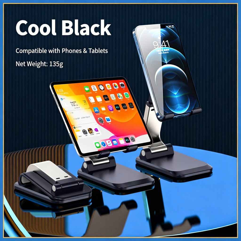 Portable Foldable Cell Phone Stand, Adjustable Desktop Tablet Holder for iPhone iPad All Smartphones