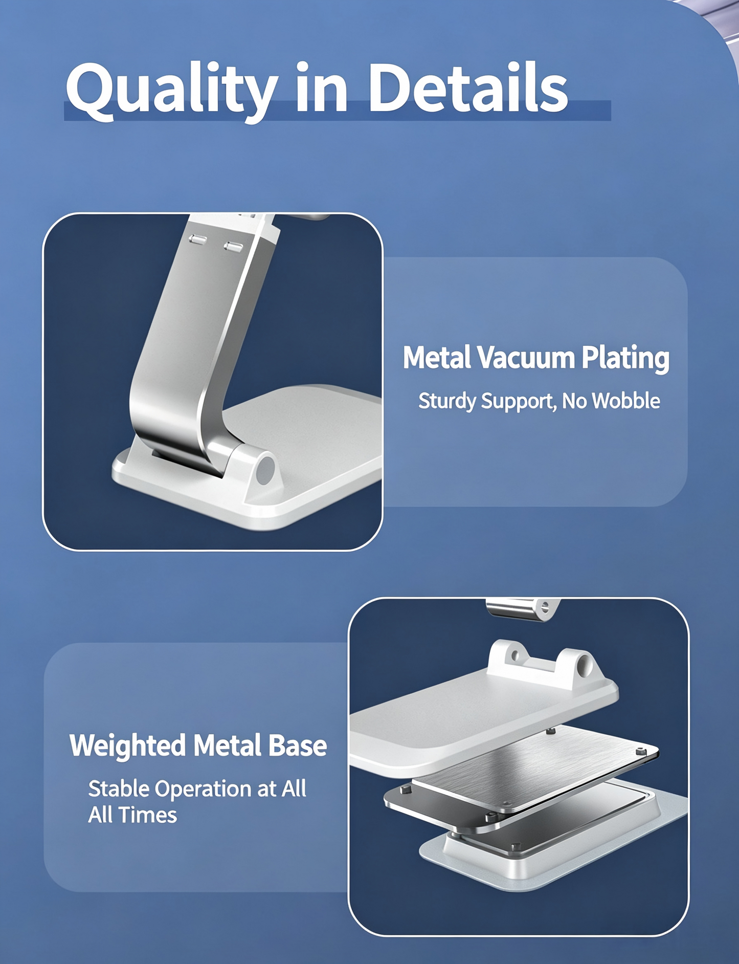 Portable Foldable Cell Phone Stand, Adjustable Desktop Tablet Holder for iPhone iPad All Smartphones