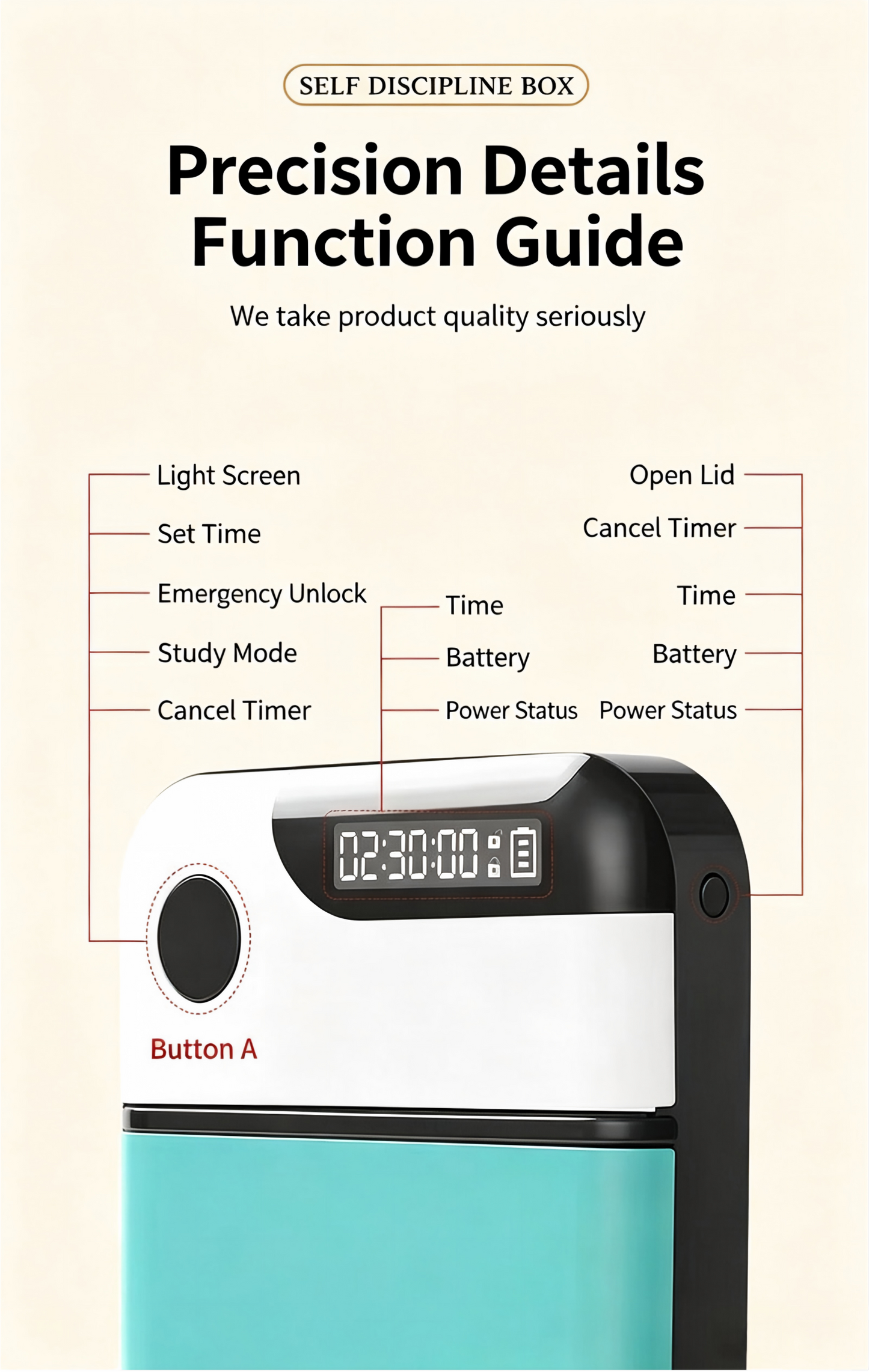 Timed Lock Box, Portable Phone Locker, Phone Self-Discipline Box